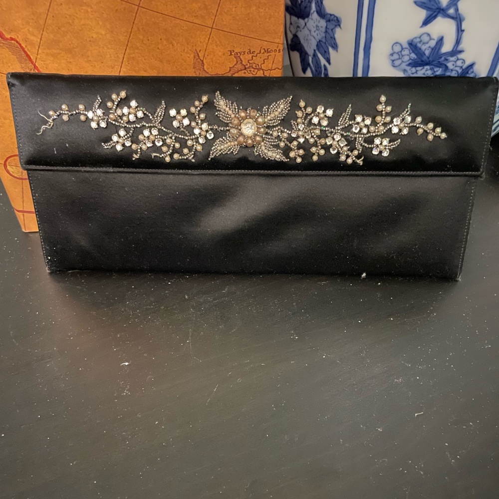 Beautiful Black beaded Clutch evening Bag